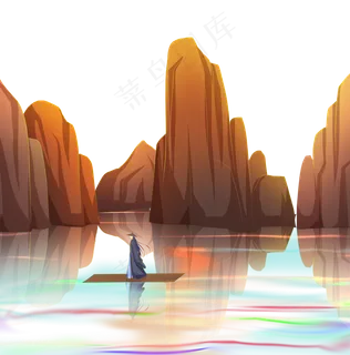 秋分山水国潮风风景