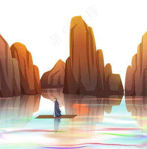 秋分山水国潮风风景