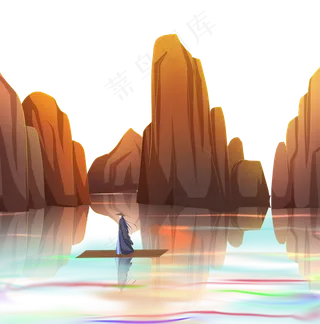 秋分山水国潮风风景