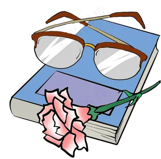 校园文具系列笔记本眼镜鲜花手绘