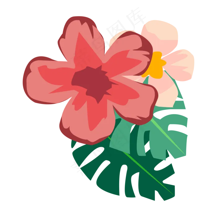 龟背竹和花(2000*2000px 300 dpi )ai矢量模版下载