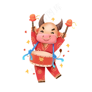 春节牛年打鼓庆祝