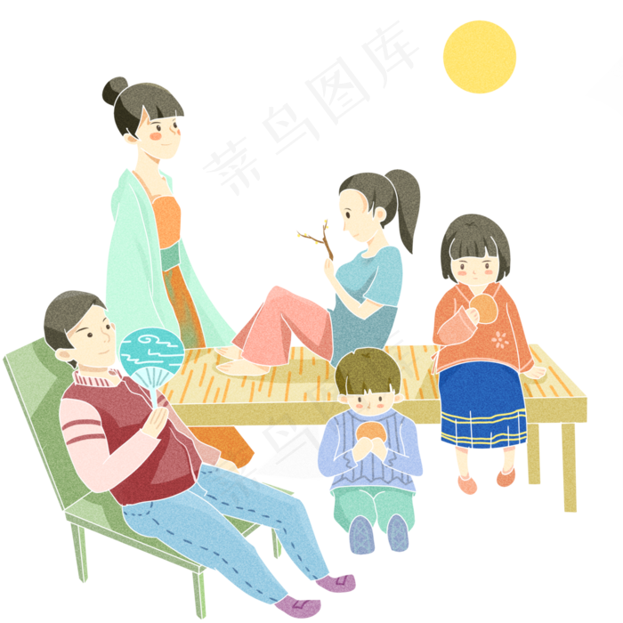 月圆之夜一家人