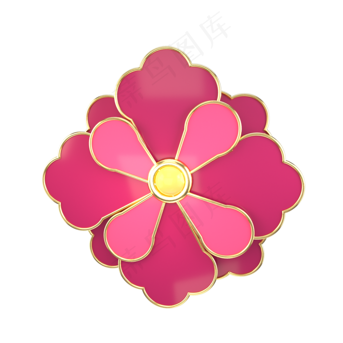 中国风暗红色花朵,免抠元素