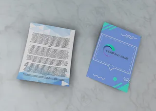 蓝色公司实体模型样机宣传单,DM传单设计模板