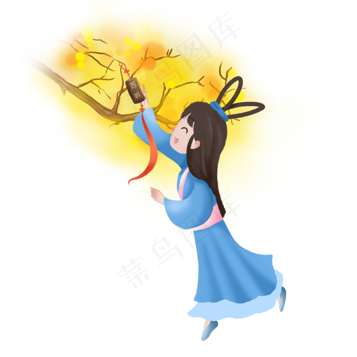 中秋节嫦娥桂花树下素材