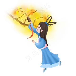 中秋节嫦娥桂花树下素材