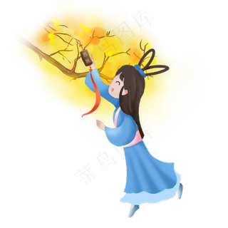 中秋节嫦娥桂花树下素材