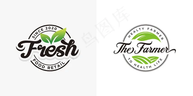新鲜天然食品标识集合模板