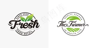 新鲜天然食品标识集合模板