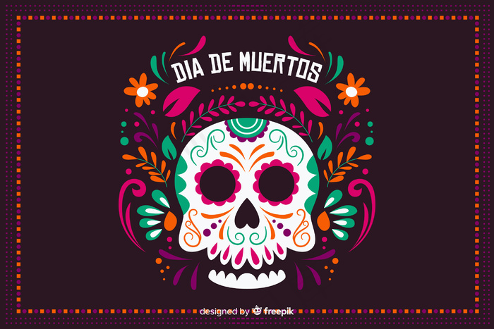 Dia de muertos平面设计背景eps,ai矢量模版下载