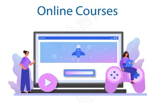 游戏开发在线服务或平台。电脑电子游戏设计的创作过程。在线课程。