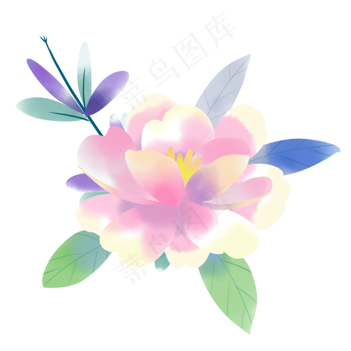 唯美水彩花草花开(2000X2000(DPI:300))psd模版下载