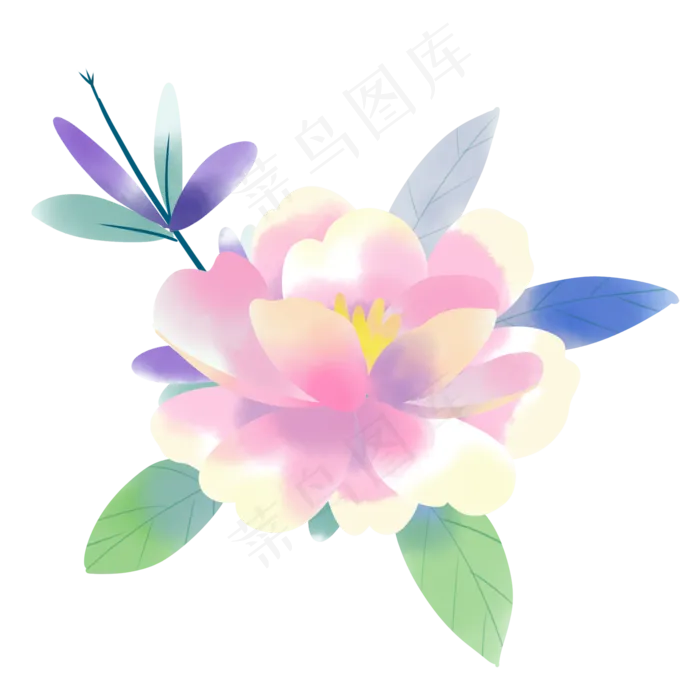 唯美水彩花草花开(2000X2000(DPI:300))psd模版下载