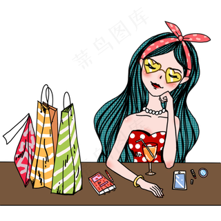 双十一狂欢购物波普风时尚购物女
