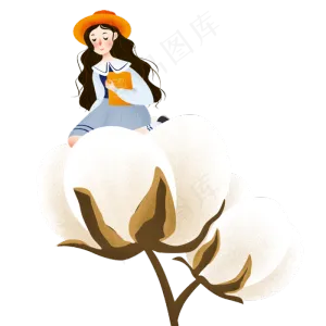 清新二十四节气寒露棉花上坐着女