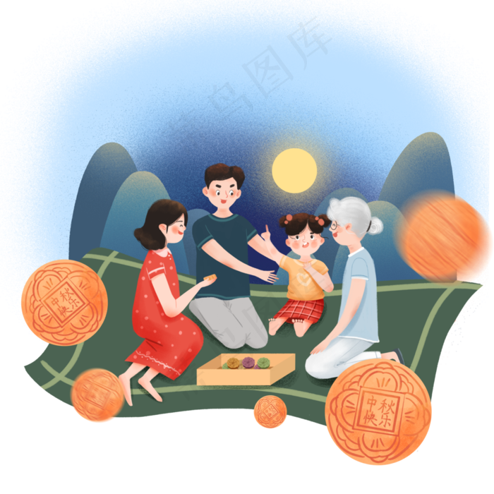 八月十五中秋合家团圆月饼美味赏