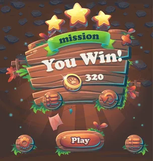 木制游戏用户界面窗口你赢了吗