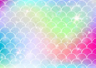卡瓦伊美人鱼背景，公主彩虹鳞片图案