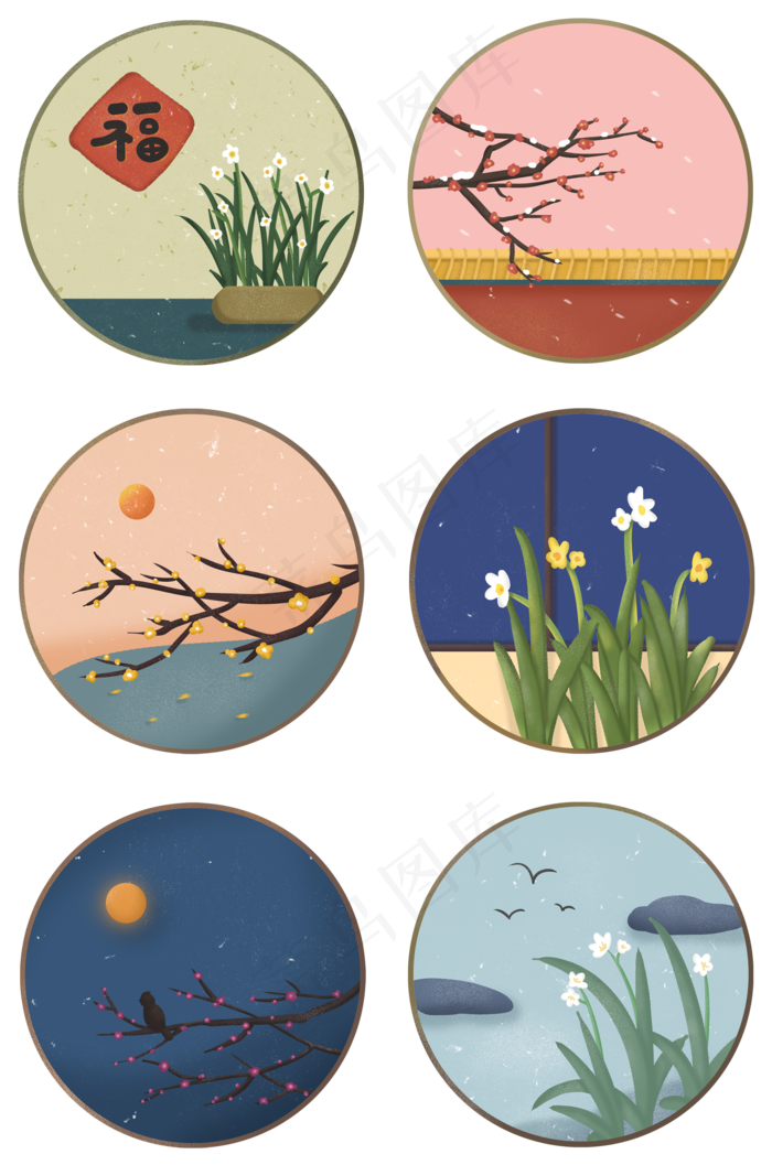 冬天冬季植物水仙花腊梅