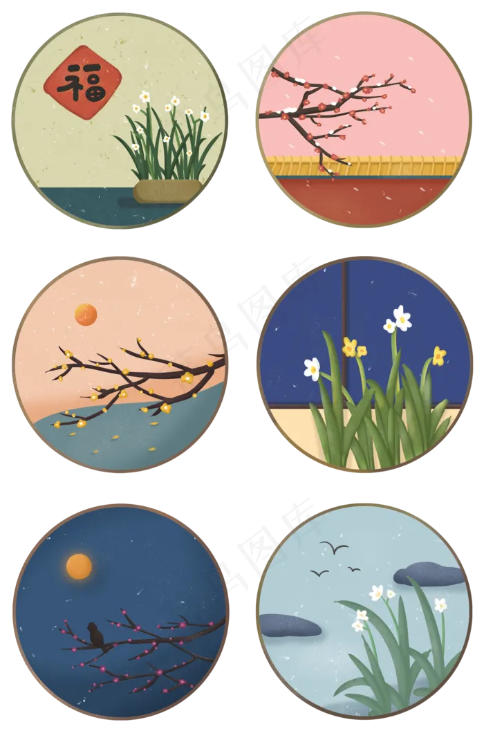 冬天冬季植物水仙花腊梅(2000X3020(DPI:300))psd模版下载
