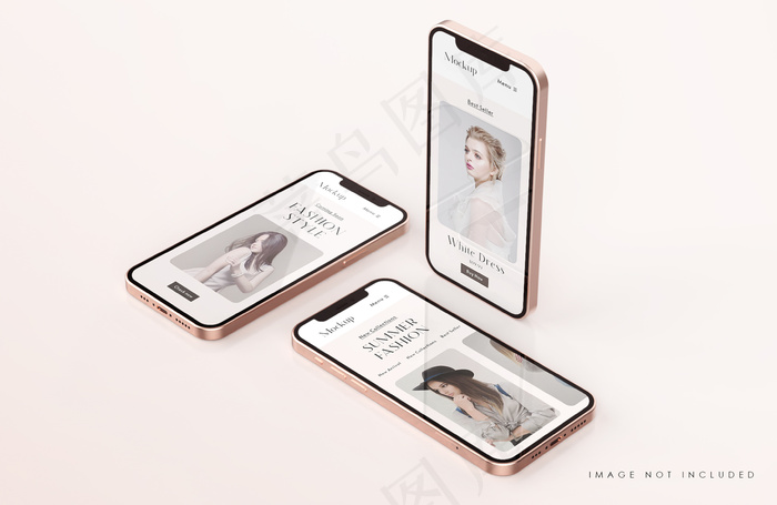 红色和金色手机屏幕实物模型样机与手机app移动应用程序app演示模板