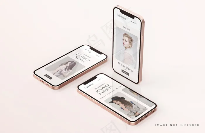 红色和金色手机屏幕实物模型样机与手机app移动应用程序app演示模板psd模版下载