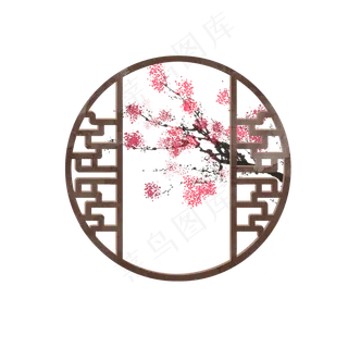 中国风木窗户梅花装饰