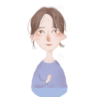 穿蓝色上衣的漂亮女子元素