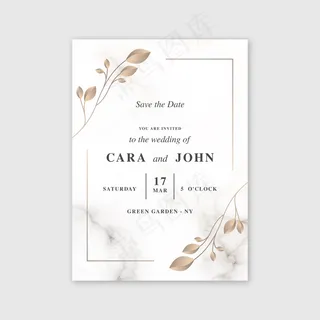 婚礼大理石卡片模板