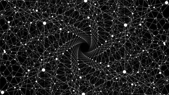 矢量无限扭曲的六边形空间背景。