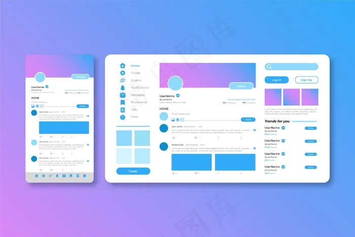 Twitter界面概念eps,ai矢量模版下载