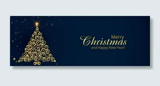 圣诞金树节日贺卡横幅banner背景