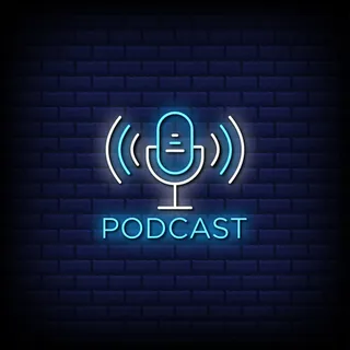 直播播客霓虹灯标志样式文本