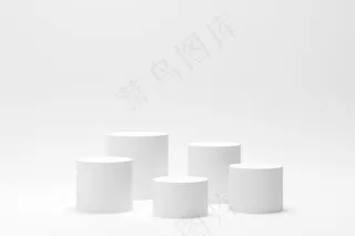 三维渲染抽象几何图形平台场景与白色背景显示和产品