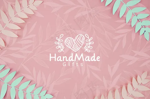 纸植物粉色和蓝色手工背景