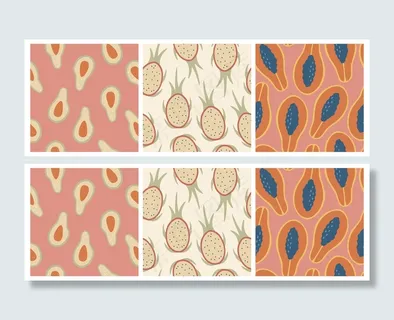三套新鲜水果无缝图案