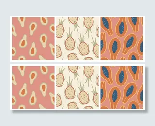 三套新鲜水果无缝图案