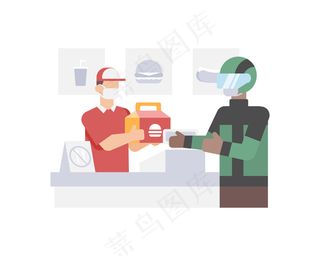 网上司机从快餐店购买和运送汉堡到客户家插图