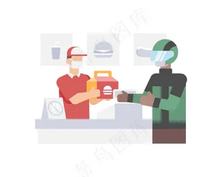 网上司机从快餐店购买和运送汉堡到客户家插图