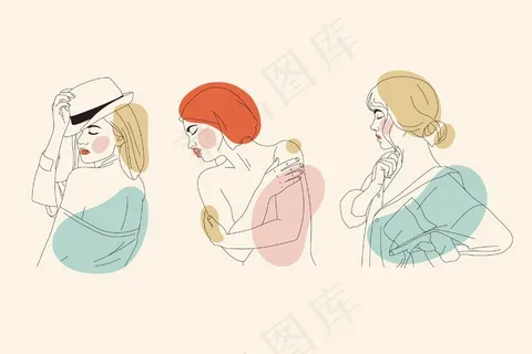 优雅线条艺术风格的女性