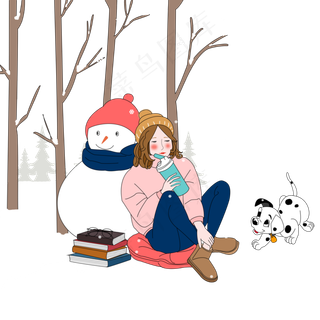 立冬节气手绘矢量图