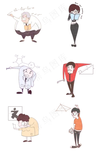 手绘教师节卡通人物套图