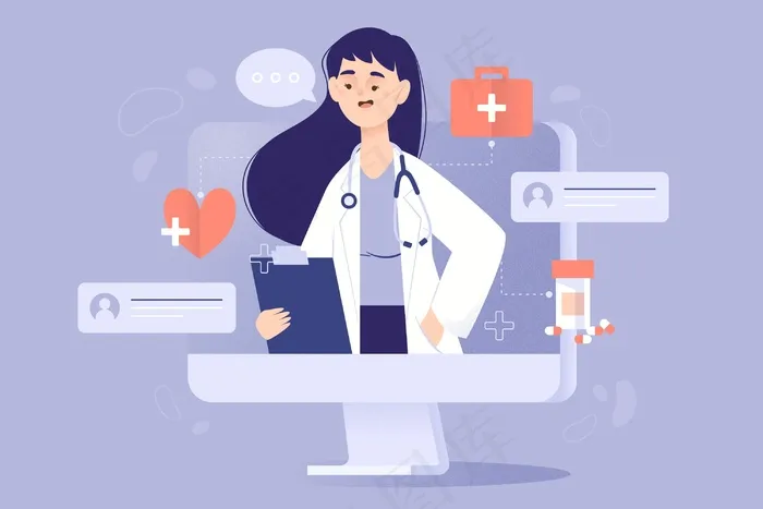 在线医生概念eps,ai矢量模版下载