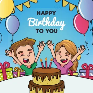 孩子们用蛋糕和气球庆祝生日
