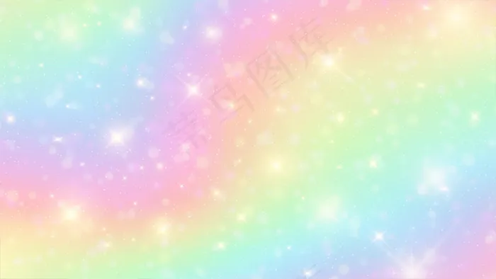 彩虹背景柔和天空中的独角兽