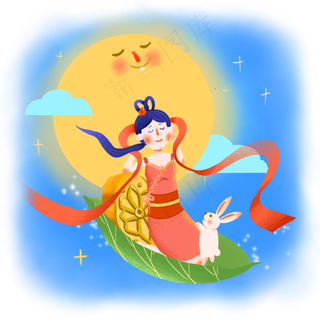 中秋可爱嫦娥仙子玉兔八月十五仙