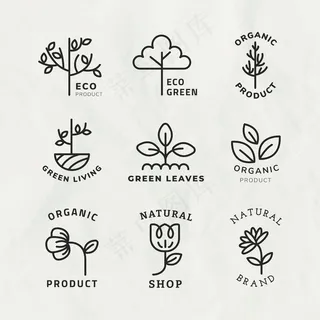 Line eco徽标模板，用于带有文本集的品牌