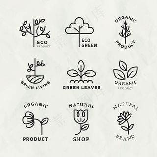 Line eco徽标模板，用于带有文本集的品牌