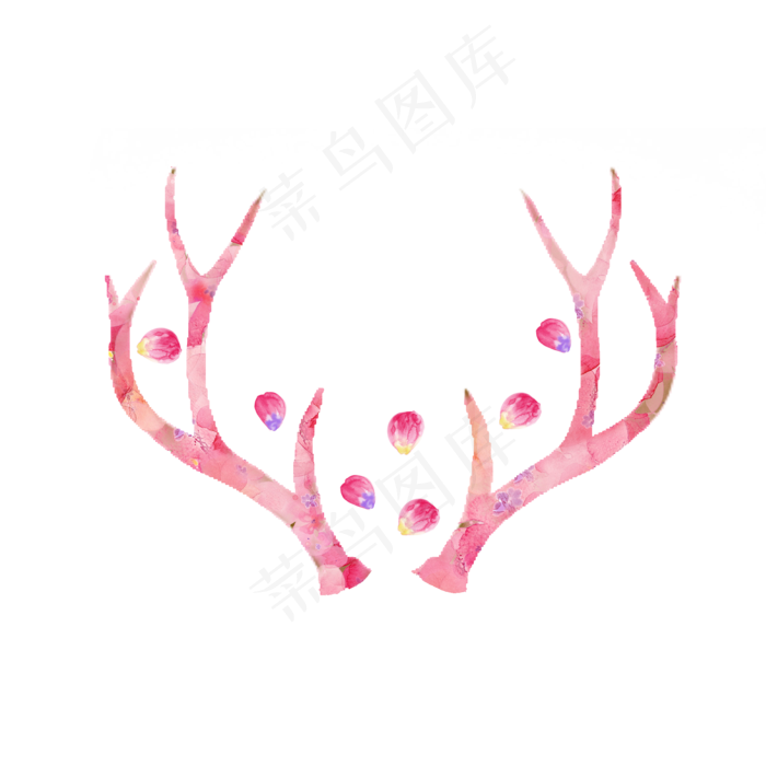 唯美鲜花鹿角装饰(2000X2000(DPI:300))psd模版下载